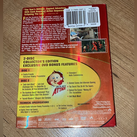 THE INCREDIBLES 2-DISC COLLECTOR’S EDITION DVD NEW SEALED WITH SLIP COVER - Picture 6 of 8
